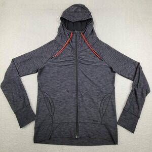 prAna Full Zip Hoodie Jacket Womens Large Gray Athletic Stretch Hooded Lined